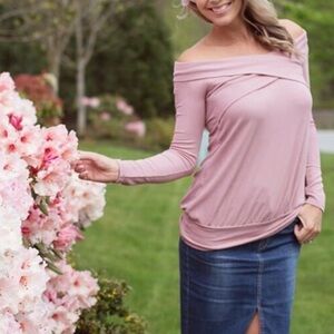 Cherish Fun and  flirty ribbed tunic rose taupe NWT